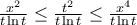 \frac{{{x}^{2}}}{t\ln t}\le \frac{{{t}^{2}}}{t\ln t}\le \frac{{{x}^{4}}}{t\ln t}