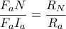 \displaystyle \frac{F_{a}N}{F_{a}I_{a}} = \frac{R_{N}}{R_{a}}