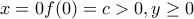 \displaystyle{ x=0 f(0)=c>0,y\ge 0}