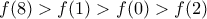 f(8)>f(1)>f(0)>f(2)
