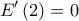 \displaystyle E'\left( 2 \right) = 0