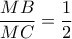 \dfrac{{MB}}{{MC}} = \dfrac{1}{2}