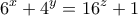 \displaystyle{6^x +4^y =16^z +1}