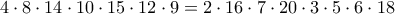 4\cdot8\cdot14\cdot10\cdot15\cdot12\cdot9=2\cdot16\cdot7\cdot20\cdot3\cdot5\cdot6\cdot18