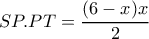 SP.PT=\dfrac{(6-x)x}{2} 