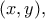 \displaystyle{(x,y),}