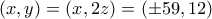 (x,y)=(x,2z)=(\pm 59, 12)