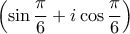 \displaystyle{\left( {\sin \frac{\pi }{6} + i\cos \frac{\pi }{6}} \right)} \displaystyle{\left( {\sin \frac{\pi }{6} + i\cos \frac{\pi }{6}} \right)}