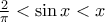 \frac{2}{\pi }<\sin x<x \frac{2}{\pi }<\sin x<x