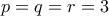 p=q=r=3
