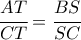 \cfrac{AT}{CT} = \cfrac{BS}{SC} \quad