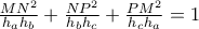 \frac{MN^{2}}{h_{a}h_{b}}+\frac{NP^{2}}{h_{b}h_{c}}+\frac{PM^{2}}{h_{c}h_{a}}=1