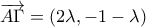 \overrightarrow {A\Gamma }  = \left( {2\lambda , - 1 - \lambda } \right)