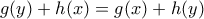 \displaystyle{g(y)+h(x)=g(x)+h(y)}