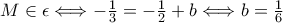 M \in \epsilon \Longleftrightarrow - \frac{1}{3} = - \frac{1}{2} + b \Longleftrightarrow b = \frac{1}{6}