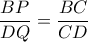 \displaystyle \frac{BP}{DQ} = \frac{BC}{CD}