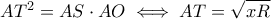 AT^2=AS\cdot AO \iff AT=\sqrt{xR}