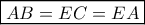 \boxed{AB = EC = EA} \boxed{AB = EC = EA}