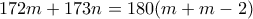 172m+173n=180(m+m-2)