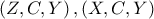 \left( Z,C,Y \right),\left( X,C,Y \right)