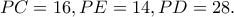 PC=16, PE=14, PD=28.
