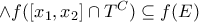 \wedge f([x_1,x_2]\cap T^C)\subseteq f(E)