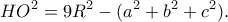 \displaystyle{HO^2=9R^2-(a^2+b^2+c^2).}