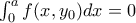 \int_{0}^{a}f(x,y_0)dx=0