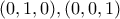 (0,1,0),(0,0,1)