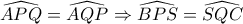 \widehat{APQ}=\widehat{AQP}\Rightarrow \widehat{BPS}=\widehat{SQC}