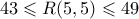 43 \leqslant R(5,5) \leqslant 49