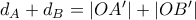d_A+d_B=|OA'|+|OB'|