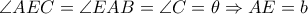 \angle AEC= \angle EAB= \angle C= \theta  \Rightarrow AE=b