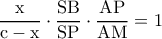 \rm \dfrac{x}{c-x}\cdot \dfrac{SB}{SP}\cdot \dfrac{AP}{AM}=1
