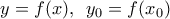 \displaystyle{y=f(x), \, \, \, y_0=f(x_0)}
