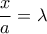 \displaystyle \frac{x}{a}=\lambda