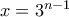 x=3^{n-1}