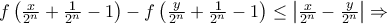 f\left( \frac{x}{{{2}^{n}}}+\frac{1}{{{2}^{n}}}-1 \right)-f\left( \frac{y}{{{2}^{n}}}+\frac{1}{{{2}^{n}}}-1 \right)\le \left| \frac{x}{{{2}^{n}}}-\frac{y}{{{2}^{n}}} \right|\Rightarrow