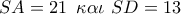 SA = 21\,\,\,\kappa \alpha \iota \,\,SD = 13 SA = 21\,\,\,\kappa \alpha \iota \,\,SD = 13