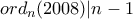 ord_n(2008)|n-1