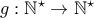 g:\mathbb{N}^{\star}\to \mathbb{N}^{\star}