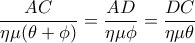 \dfrac{AC}{\eta \mu (\theta + \phi)}=\dfrac{AD}{\eta \mu \phi}=\dfrac{DC}{\eta \mu \theta} \dfrac{AC}{\eta \mu (\theta + \phi)}=\dfrac{AD}{\eta \mu \phi}=\dfrac{DC}{\eta \mu \theta}