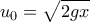 \displaystyle {{u}_{0}}=\sqrt{2gx}