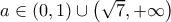 a\in (0 ,1)\cup \left (\sqrt{7}},+\infty \right )