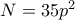 N = 35p^2