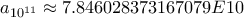a_{10^{11}} \approx 7.846028373167079E10 a_{10^{11}} \approx 7.846028373167079E10