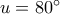    u = 80^\circ
