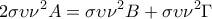 \displaystyle{2\sigma \upsilon \nu^2 A=\sigma \upsilon \nu^2 B + \sigma \upsilon \nu^2 \Gamma}