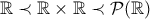 \mathbb{R} \prec \mathbb{R} \times \mathbb{R} \prec \mathcal{P}(\mathbb{R}) \mathbb{R} \prec \mathbb{R} \times \mathbb{R} \prec \mathcal{P}(\mathbb{R})