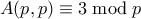 A(p,p) \equiv 3 \bmod p